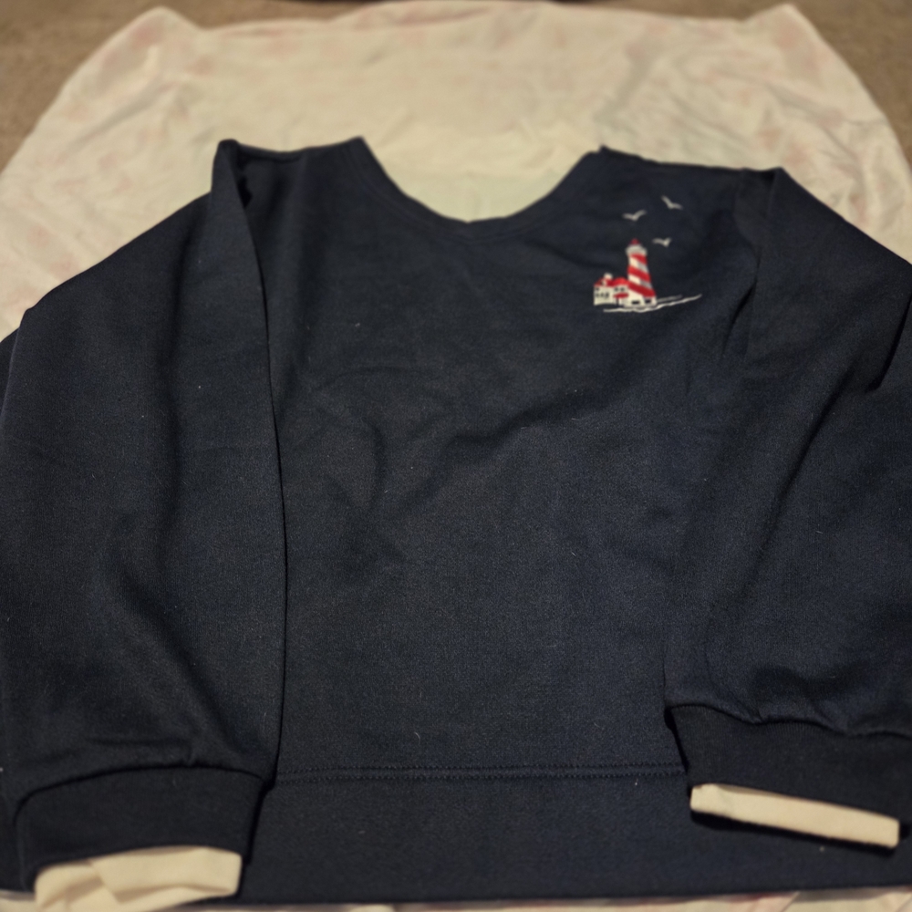 Navy Sweatshirt with Nautical Embroidery